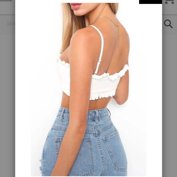 ‘Michele’ White ribbed ruffle crop top - Picture 3 of 3